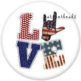 20MM  USA 4th Of July  Peace Love Docs  Print   glass  snaps buttons