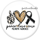 20MM  Peace  Love   Print   glass  snaps buttons