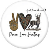 20MM  Peace  Love   Print   glass  snaps buttons