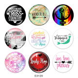 20MM  Love  words  Print   glass  snaps buttons