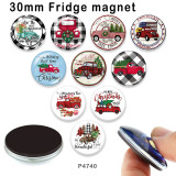 10pcs/lot Christmas glass picture printing products of various sizes  Fridge magnet cabochon