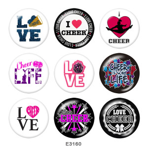 20MM  Dance  I  Love Cheer  Print  glass  snaps buttons