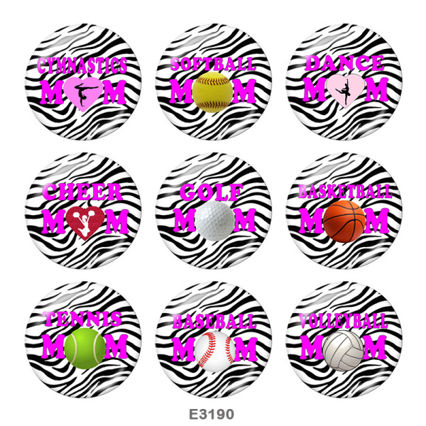 20MM  Dance  CHEER MOM  Print  glass  snaps buttons