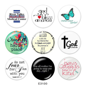 20MM  God Lovwes Me  Cross  Print   glass  snaps buttons