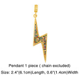 Thick Chain Copper Necklace Rainbow Pendant Necklace Female Colorful Zircon Hiphop Necklace
