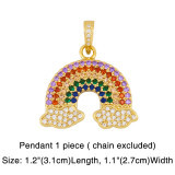 Thick Chain Copper Necklace Rainbow Pendant Necklace Female Colorful Zircon Hiphop Necklace