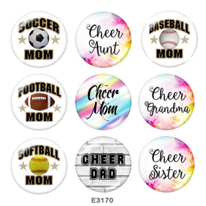20MM  MOM  Print CHEER  glass  snaps buttons