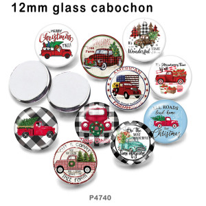 10pcs/lot Christmas glass picture printing products of various sizes  Fridge magnet cabochon