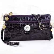 Snaps Crocodile pattern Straddle handbag multi function bag fit 18mm snap button jewelry