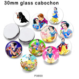10pcs/lot  Princess glass picture printing products of various sizes  Fridge magnet cabochon