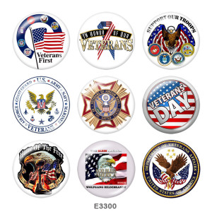 20MM  USA  Soldier  Print  glass  snaps buttons