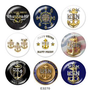 20MM  USA  Navy  Print  glass  snaps buttons