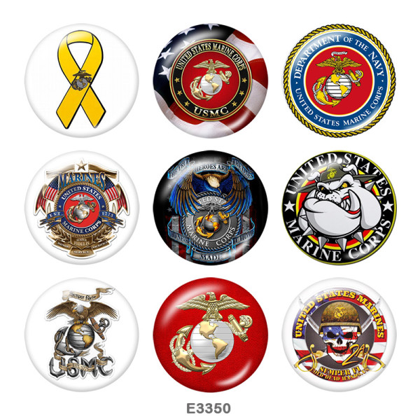 20MM  USA  Navy   Print  glass  snaps buttons