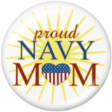 20MM  Navy  MOM  Print  glass  snaps buttons