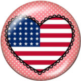 20MM  USA  Flag  Print  glass  snaps buttons Independence Day