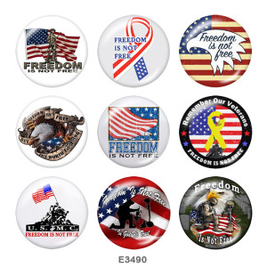 20MM  Freedom  Print  glass  snaps buttons