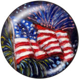 20MM  USA  Flag  Print  glass  snaps buttons Independence Day