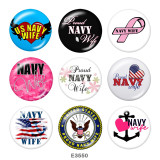 20MM USA  Navy  Print   glass  snaps buttons