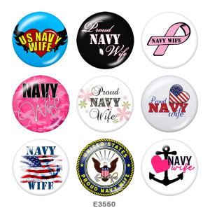 20MM USA  Navy  Print   glass  snaps buttons