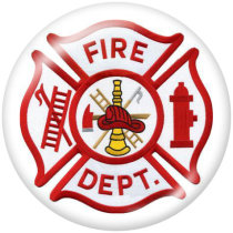 20MM  fire  Dept  Print  glass  snaps buttons