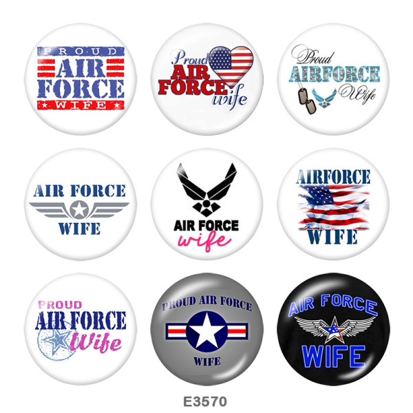 20MM  Air  force  Print   glass  snaps buttons