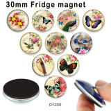 10pcs/lot butterfly glass picture printing products of various sizes  Fridge magnet cabochon