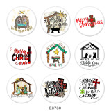 20MM  Faith  Cross  Print   glass  snaps buttons