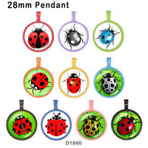10pcs/lot ladybug glass picture printing products of various sizes  Fridge magnet cabochon
