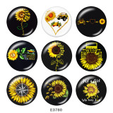 20MM  Sunflower  Print   glass  snaps buttons