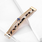 Leopard print chain diamond ladies watch with magnetic buckle cross wide edge accessories jewelry