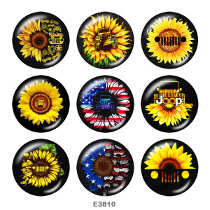 20MM  Sunflower  Print   glass  snaps buttons