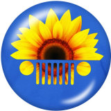 20MM  Sunflower  Car  Print   glass  snaps buttons