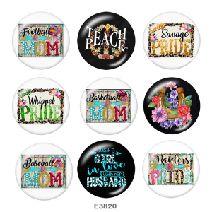 20MM  Flower  MOM  Print   glass  snaps buttons