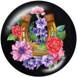 20MM  Flower  MOM  Print   glass  snaps buttons