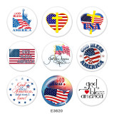 20MM  USA   Flag  Print   glass  snaps buttons Independence Day