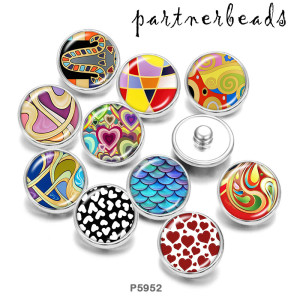 20MM  Love  pattern  Print   glass  snaps buttons