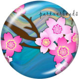 20MM   Flower  Print   glass  snaps buttons