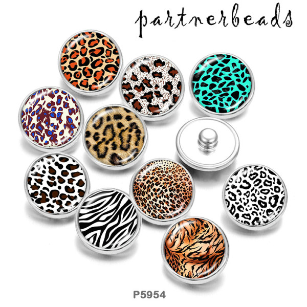 20MM pattern  Leopard  Print   glass  snaps buttons