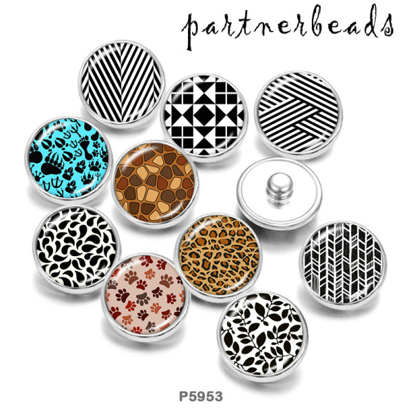 20MM   pattern  Print   glass  snaps buttons