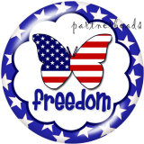 20MM  Made in USA   Print   glass  snaps buttons Independence Day