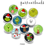 20MM  Deer  Christmas The grinch   Print   glass  snaps buttons