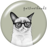 20MM   Cat  Print   glass  snaps buttons