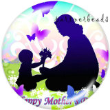 20MM  Family  MOM  Print   glass  snaps buttons