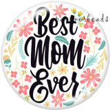 20MM  Best mom gevs  Print   glass  snaps buttons