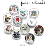 20MM   Cat  Print   glass  snaps buttons