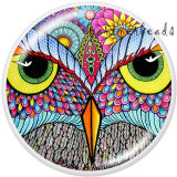 20MM  girl   Owl  Ribbon  Print   glass  snaps buttons