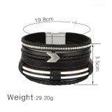 Ethnic wind winding arrow accessories multilayer PU magnetic clasp bracelet