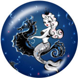 20MM  Hippocampus  Mermaid  Print   glass  snaps buttons