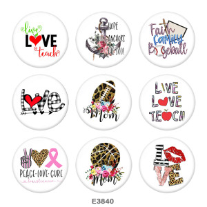 20MM  Love  Print   glass  snaps buttons