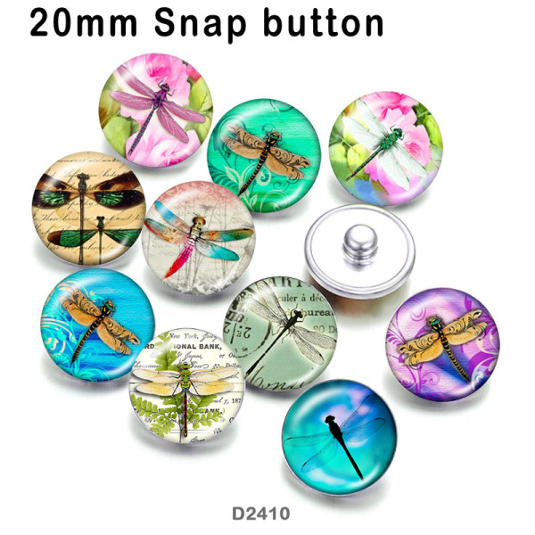 10pcs/lot dragonfly glass picture printing products of various sizes  Fridge magnet cabochon